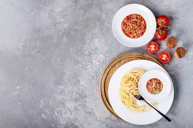 Cooked spaghetti bolognese