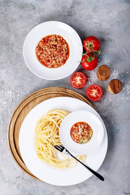 Cooked spaghetti bolognese