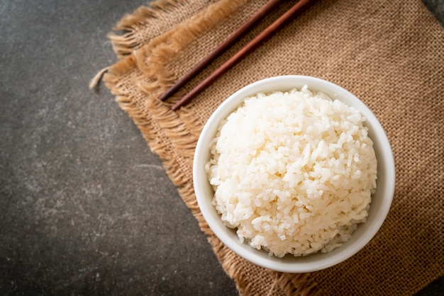 cooked Thai jasmine white rice bowl