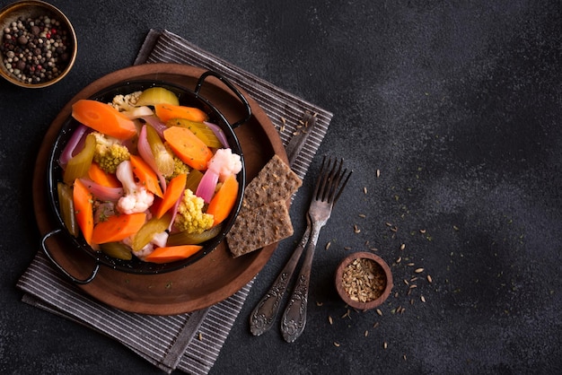 Cooked vegetables in a bowl diet and healthy food