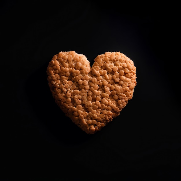 Cookie in the shape of heart isolated on black background