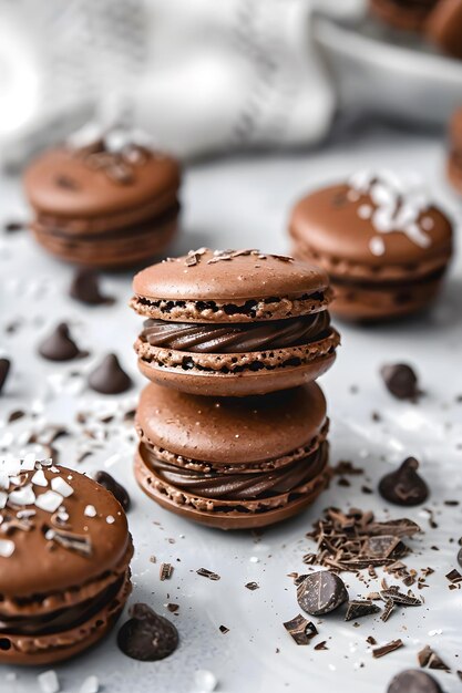 a cookie with chocolate on it sits on a baking sheet