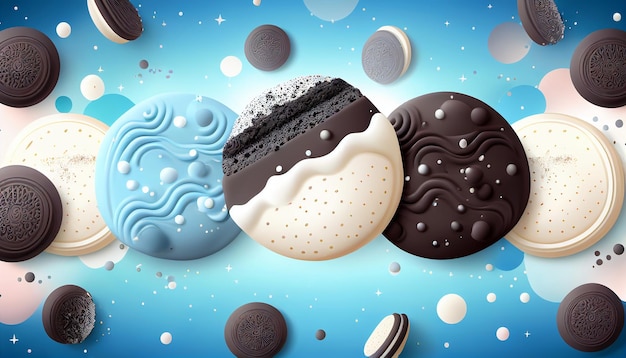 Cookies and Cream Summer Background Generative AI