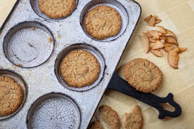 Cookies in a frying pan Rustic style