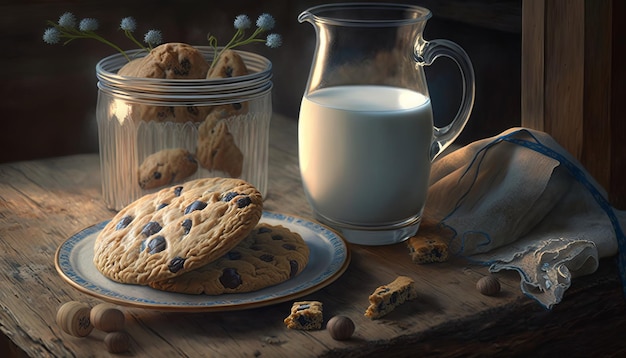 Cookies and Milk A Classic Combination for Any Occasion AI Generative