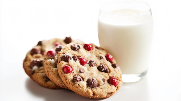 Cookies and Milk for Santa on White Background