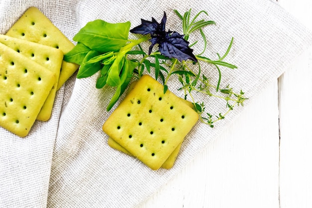 Cookies with basil and spinach on board top