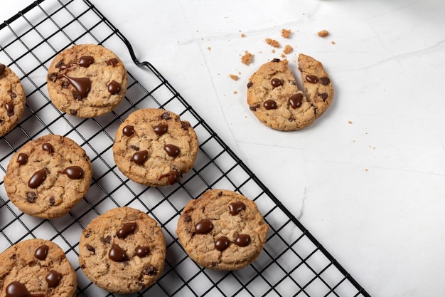 Cookies with chocolate chip Top view