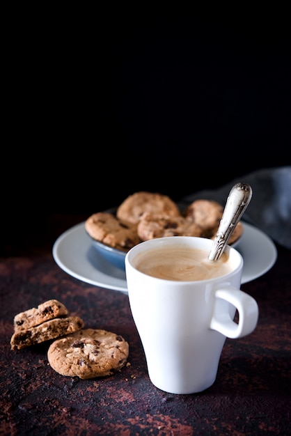 Cookies with chocolate and cofee