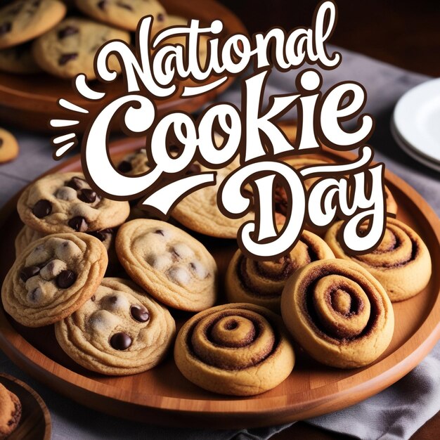 Photo cookies with cinnamon rolls and icing for national cookie day