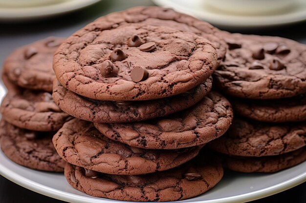 Cookies with coffee cup beans placed on a wooden plate high quality background