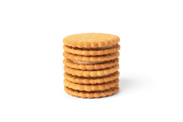 Cookies with milk filling isolated on white