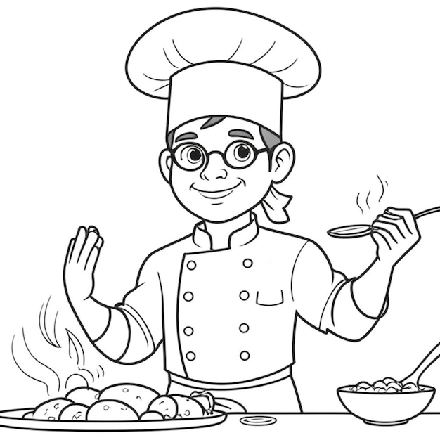 cooking chef line white background