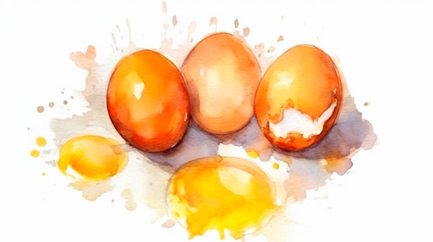 Cooking clipart of eggs created in watercolor Generative AI