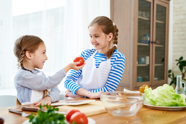 Cooking Delicious Salad with Elder Sister