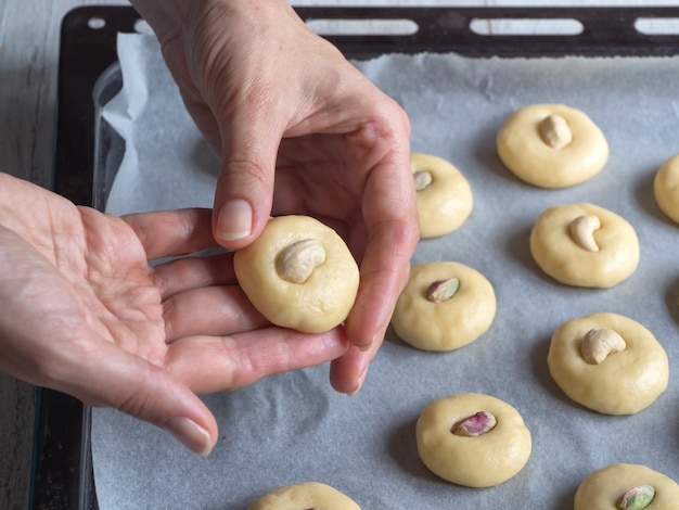 Cooking of Ghorayeba sweets