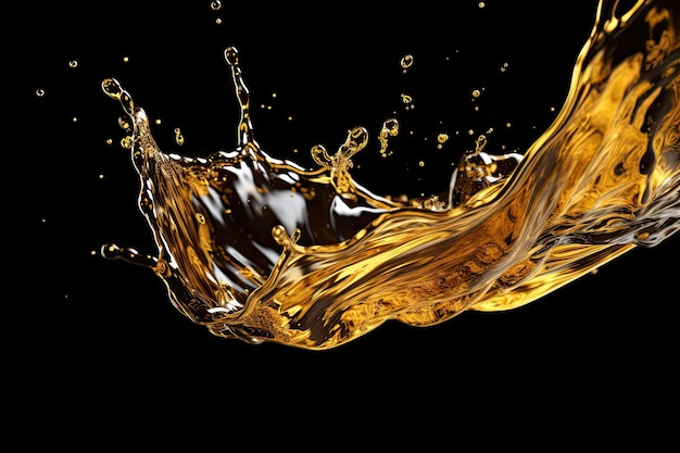 Cooking Oil Splash On Black Background