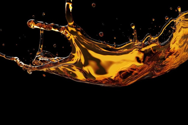 Cooking Oil Splash On Black Background