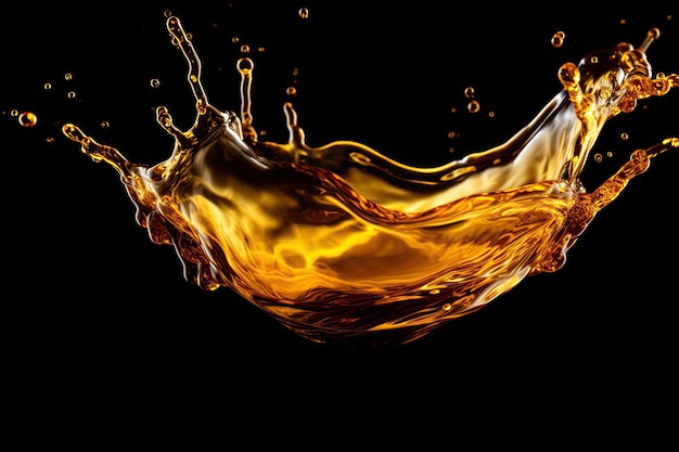 Cooking Oil Splash On Black Background