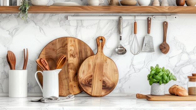 cooking utensils in the kitchen on a white background