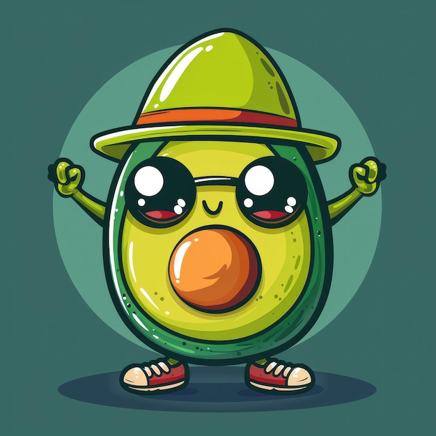 Cool Avocado with Sunglasses and Hat