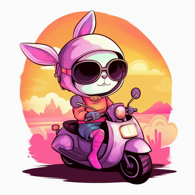 cool bunny riding a motorcycle