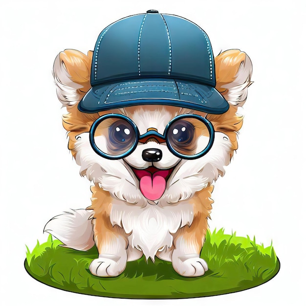 Cool Canine Chic Hat and Glassesadorned Siberian Husky Generative AI