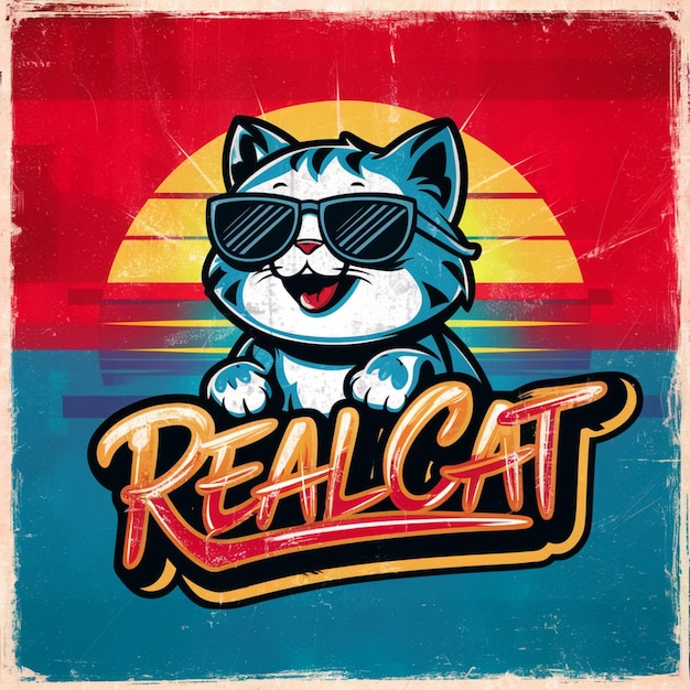 Cool Cat in Sunglasses Retro Sunset Vibes