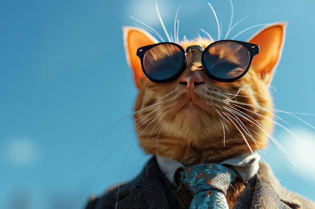 A Cool Cat Wearing Sunglasses and a Suit