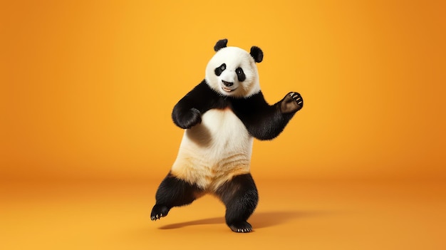 Cool cheerful cartoon style panda dancing salsa