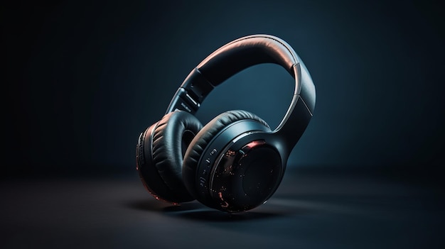 Cool contemporary and trendy headphones isolated on dark background Al generated