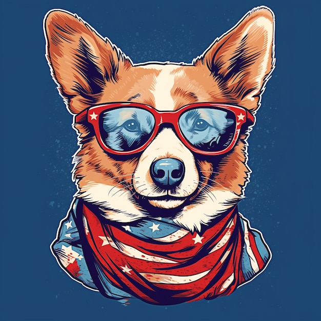 Photo cool corgi dog in sunglasses