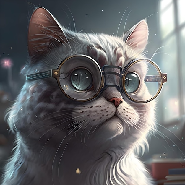 Cool and cute Cat in Glasses Explore the World Through AI Generated Art