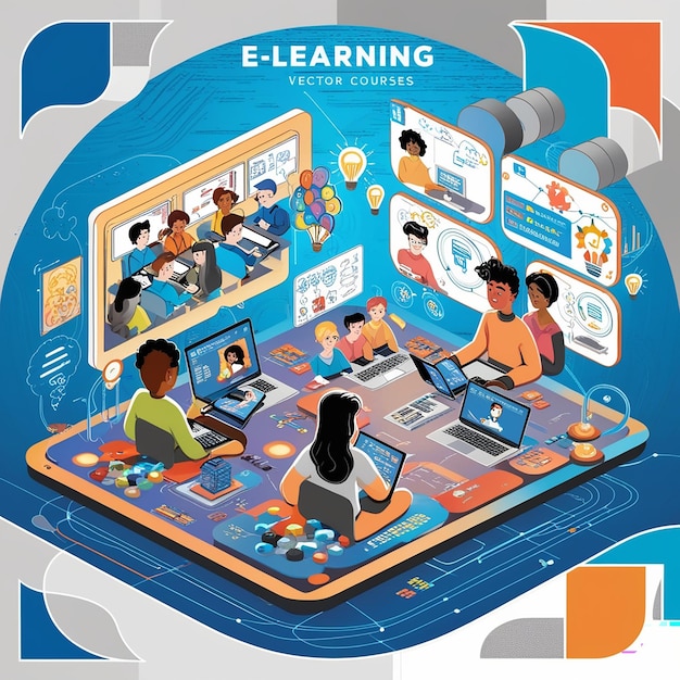 Cool on elearning online courses virtual classroom and other educational themed activity process