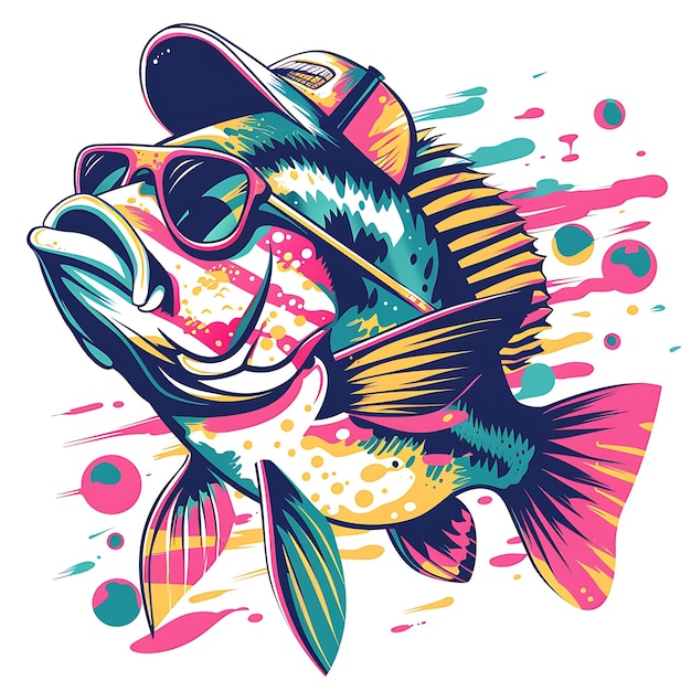 Cool Fish with Sunglasses and Cap