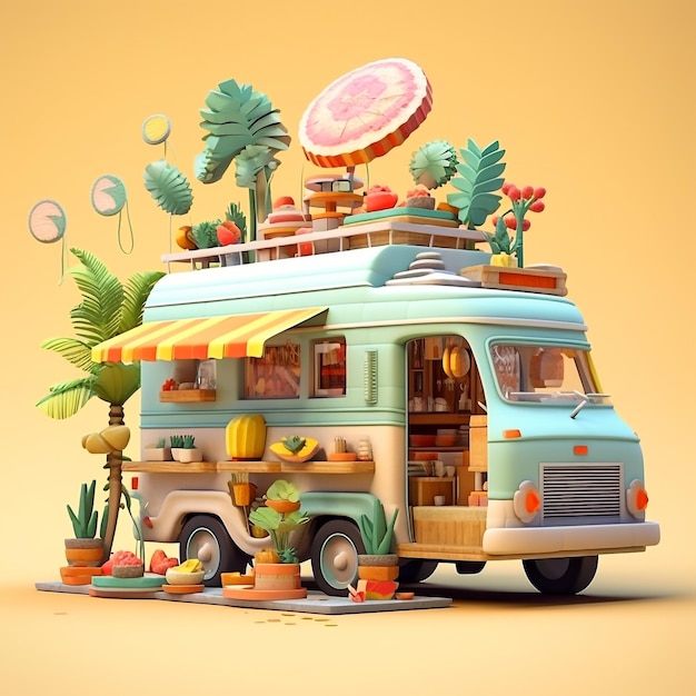 Cool Food Truck 3D Rendering