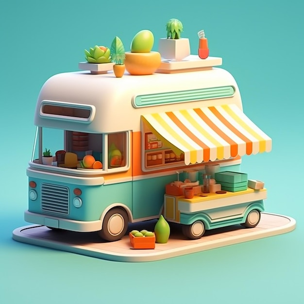 Cool Food Truck 3D Rendering