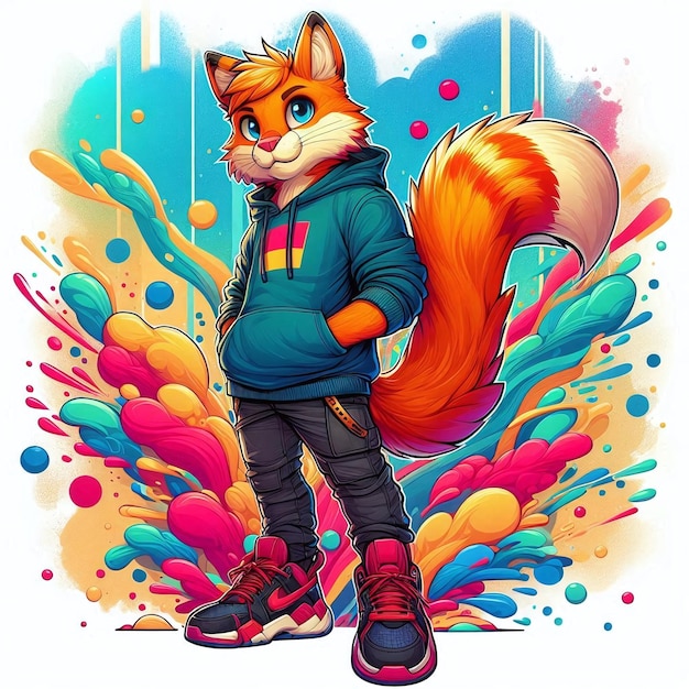 Cool Fox Stylish Anthropomorphic Character Design