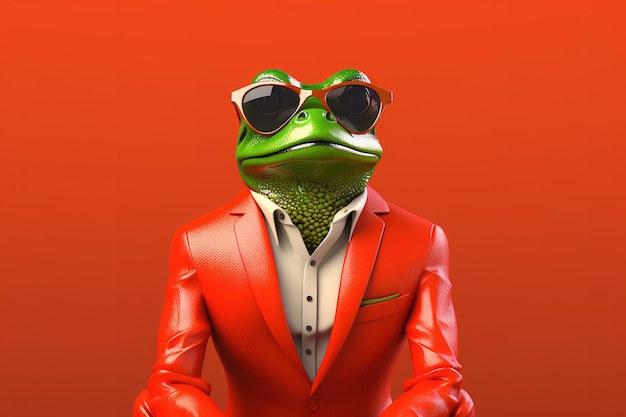 Photo cool frog in stylish sunglasses and suit