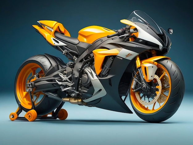 Cool generic sports motorcycle in a light studio generated by AI