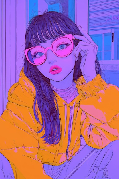 Cool Girl in Neon Colors