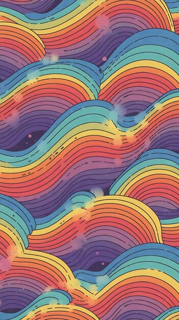 Photo cool groovy wavy background vector design y2k wave texture rainbow colorful backdrop