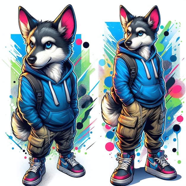 Cool Husky Stylish Canine Duo