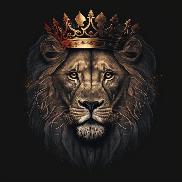 Cool king lion illustration design