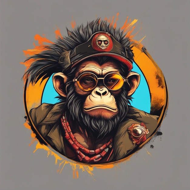 Cool monkey King wearing sunglasses trendy Tshirt design