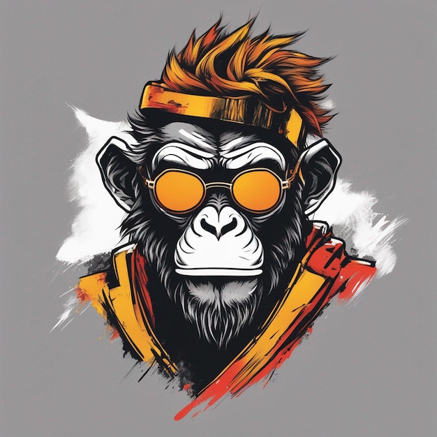 Cool monkey King wearing sunglasses trendy Tshirt design