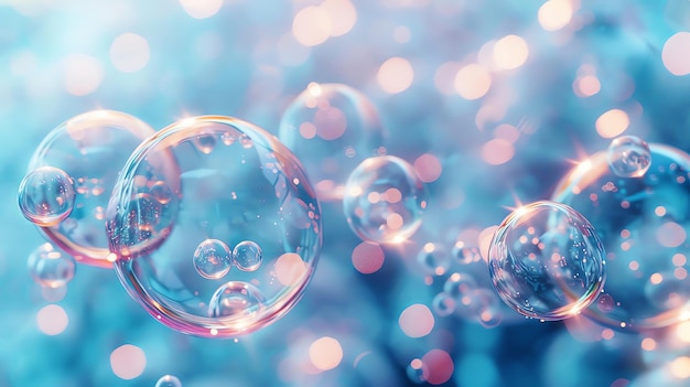 Cool pastel blue background with abstract bubbles