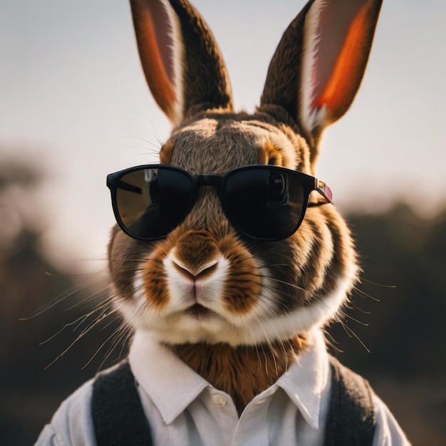 Cool rabbit with sunglasses and a tie