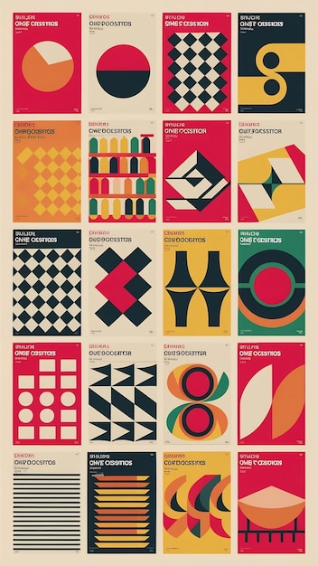 Cool Swiss Design Posters Collection Set Of Bauhaus Print Patterns Vector Design