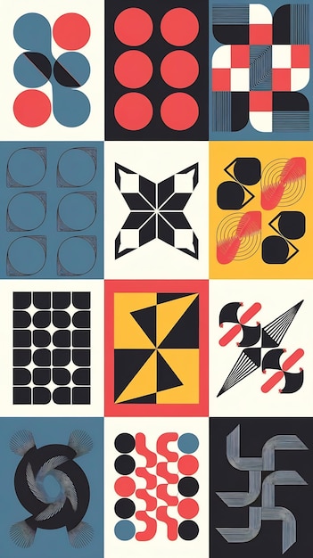 Cool Swiss Design Posters Collection Set Of Print Patterns Vector Design